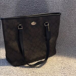 Coach Black Tote Bag with Textured Leather Finish